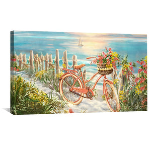 Bike Rides By the Beach Canvas Art Clock Canvas