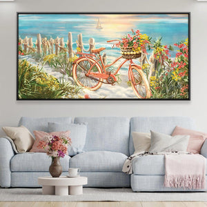 Bike Rides By the Beach Canvas Art Clock Canvas