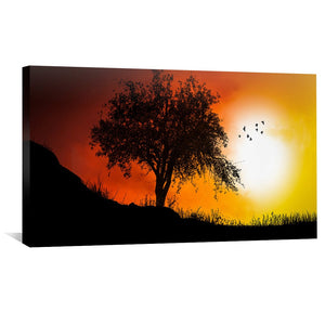 Birdsong at sunset Canvas Art Clock Canvas
