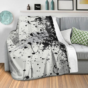 Black Splatter Blanket Blanket Clock Canvas