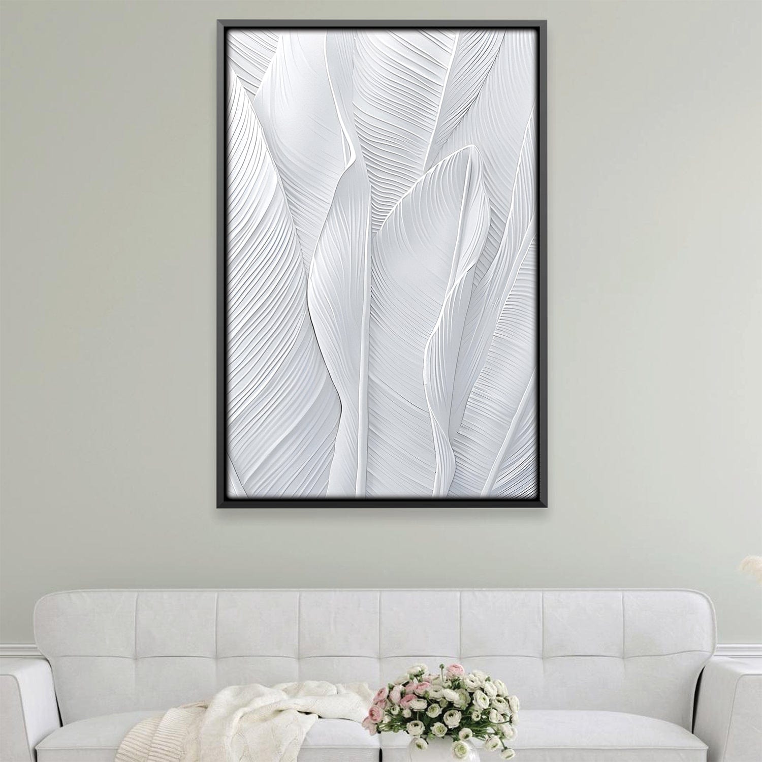 Blanc Leaf Canvas Art Clock Canvas