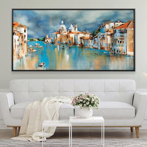 Blended Canal Canvas Art Clock Canvas