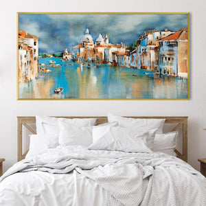 Blended Canal Canvas Art Clock Canvas