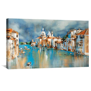Blended Canal Canvas Art Clock Canvas