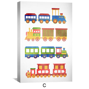 Blocks Bears and Tracks Canvas Art C / 12 x 18in / Canvas Clock Canvas