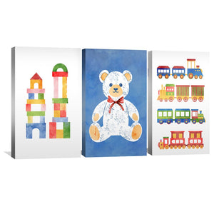 Blocks Bears and Tracks Canvas Art Clock Canvas