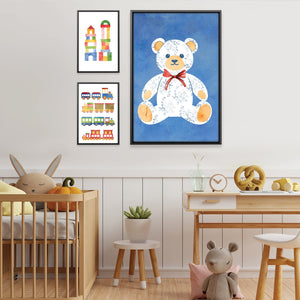 Blocks Bears and Tracks Canvas Art Set of 3 / 12 x 18in / Canvas Clock Canvas
