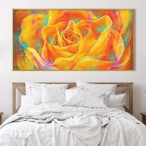 Blooming Orange Canvas Art Clock Canvas