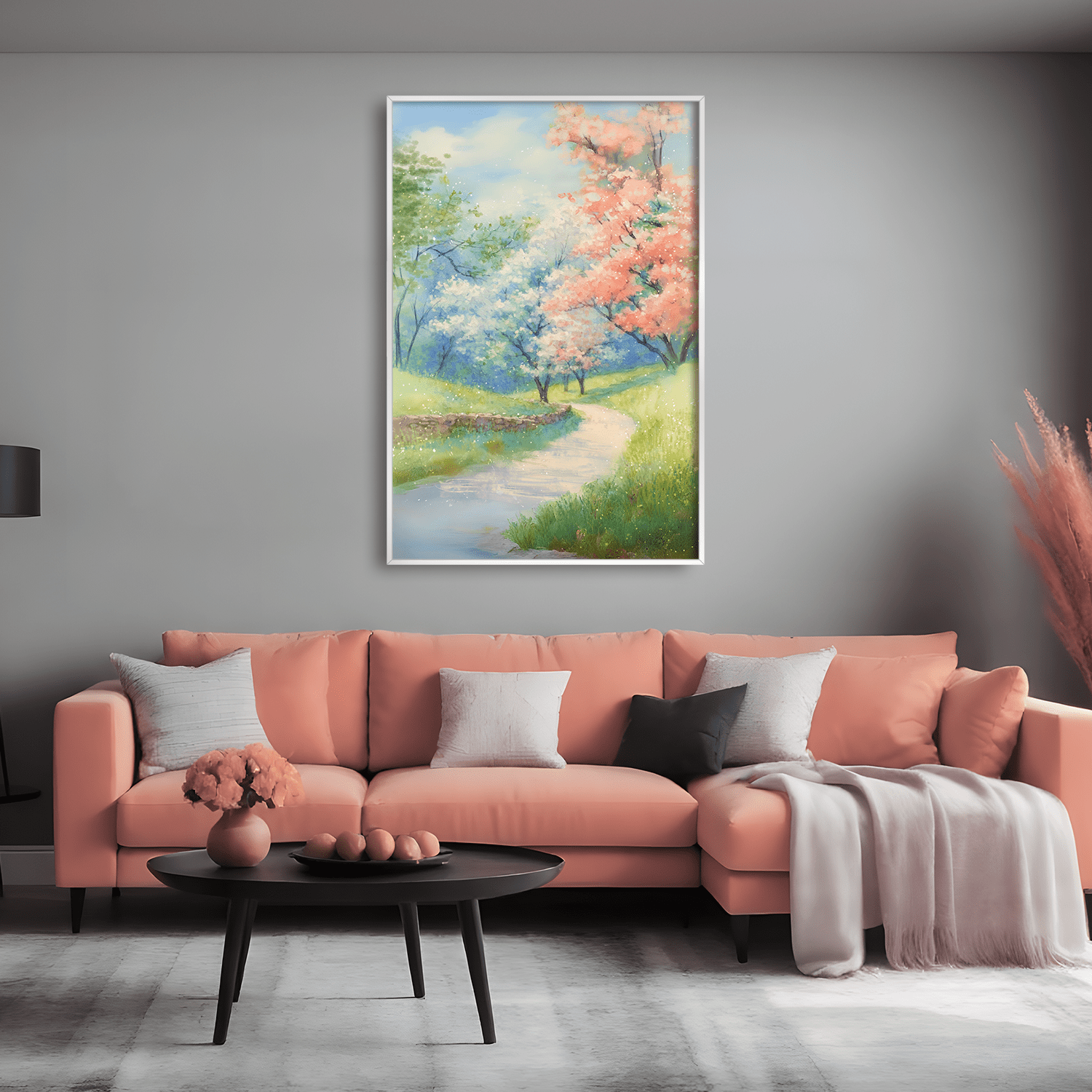 Blossoms Along the Path Canvas Art Clock Canvas