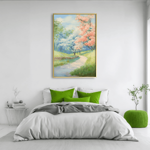 Blossoms Along the Path Canvas Art Clock Canvas