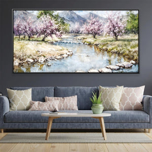 Blossoms by the Stream Canvas Art 20 x 10in / Canvas Clock Canvas