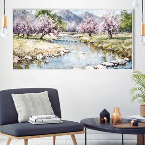 Blossoms by the Stream Canvas Art Clock Canvas