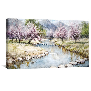Blossoms by the Stream Canvas Art Clock Canvas