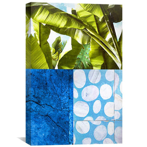 Blue and Green Abstract Canvas Art Clock Canvas
