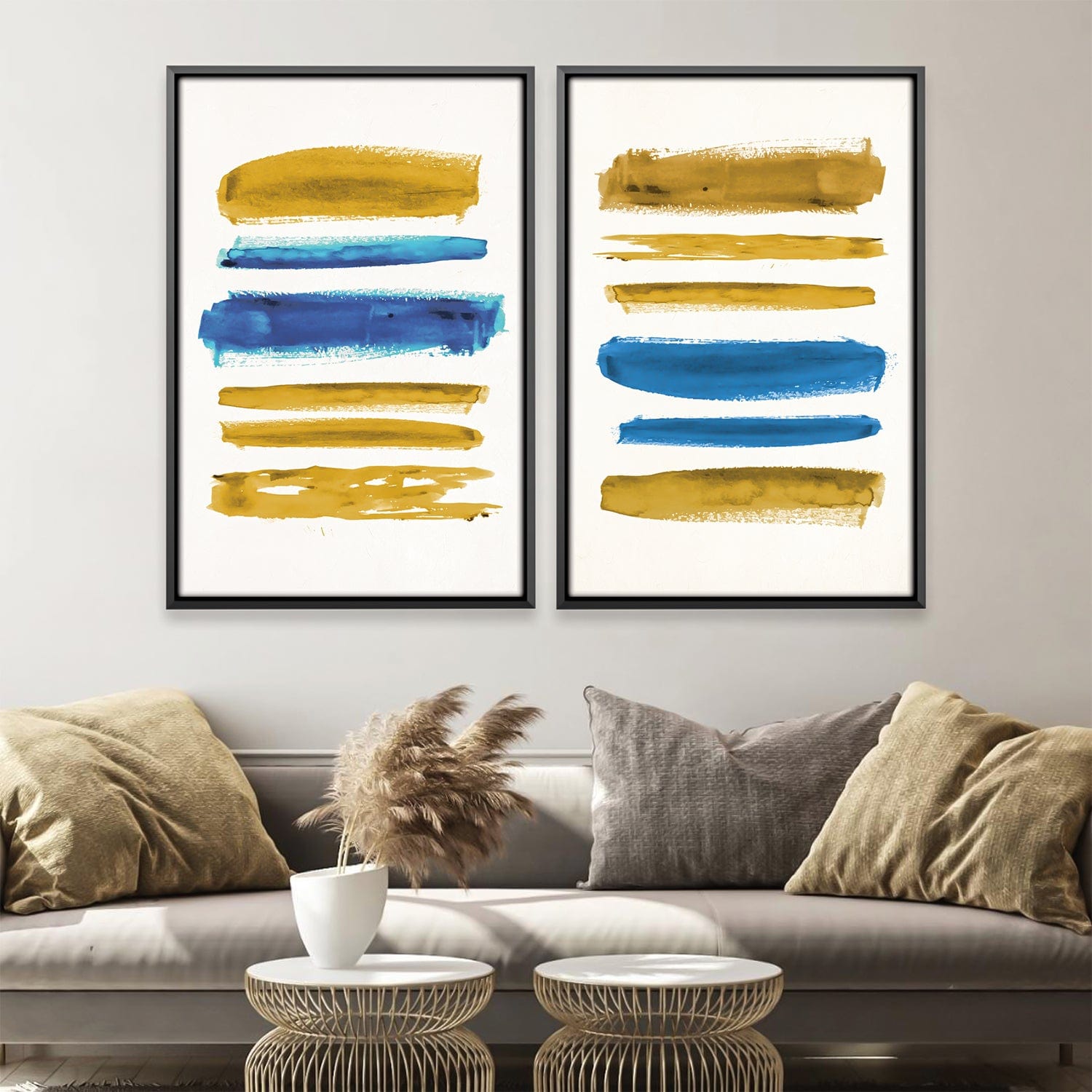 Blue and Yellow Symphony Canvas Art Clock Canvas