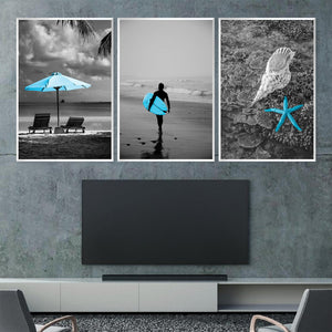 Blue Beaches Canvas Art Clock Canvas