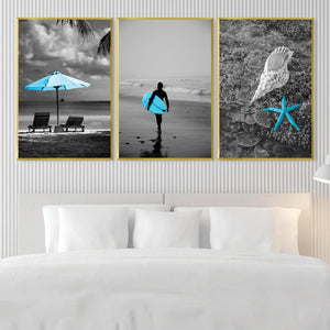 Blue Beaches Canvas Art Clock Canvas