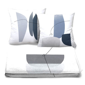 Blue Gray Abstract Dream Home Bundle Bundle 2 Cushions & 1 Blanket Clock Canvas