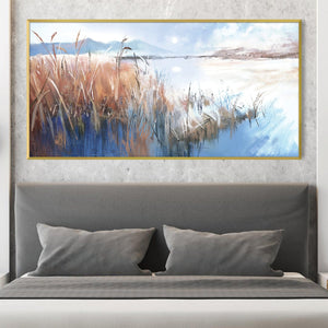 Blue Haze Marsh Canvas Art Clock Canvas