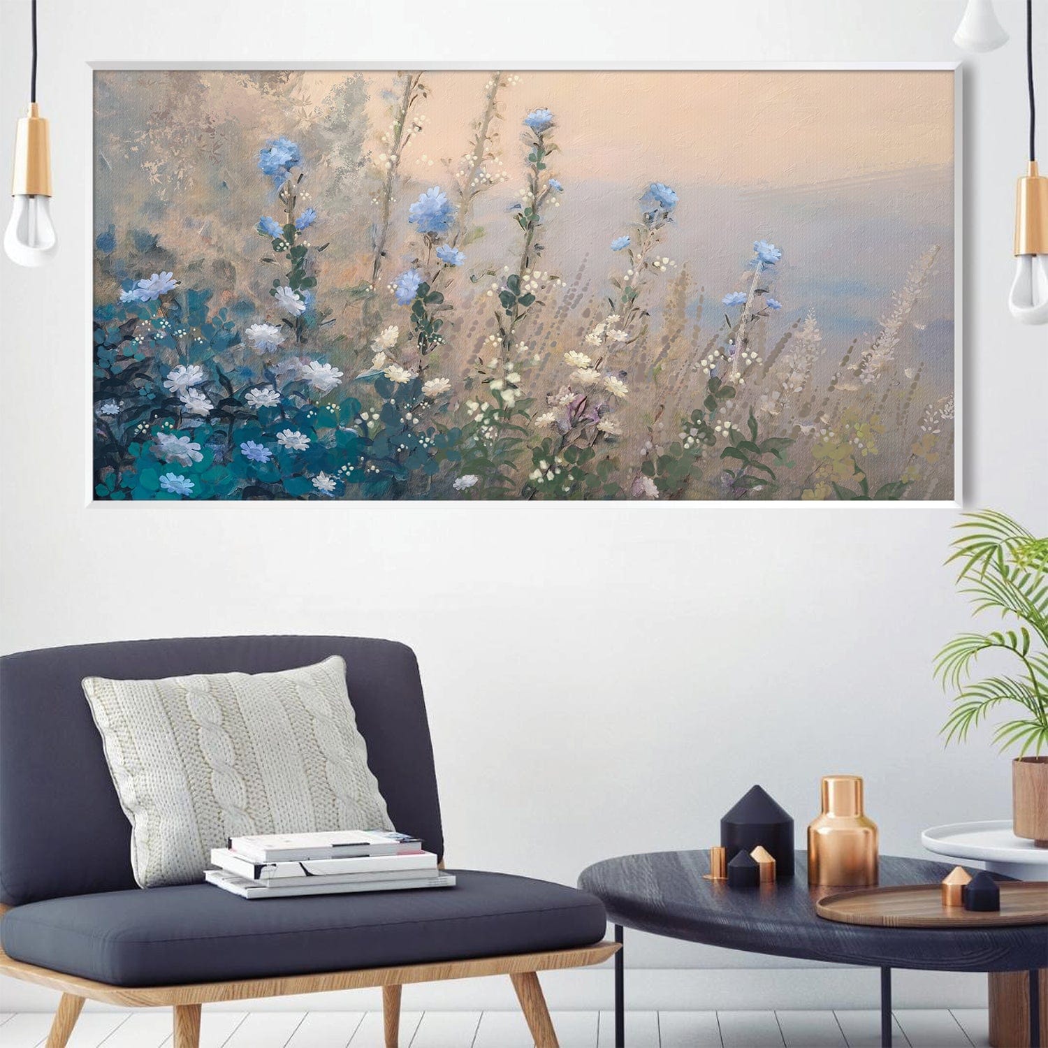 Blue Petal Breeze Canvas Art Clock Canvas