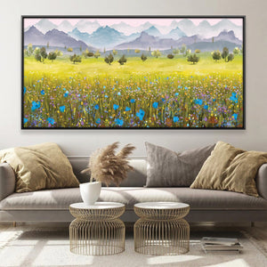 Blue Petal Prairie Canvas Art 20 x 10in / Canvas Clock Canvas