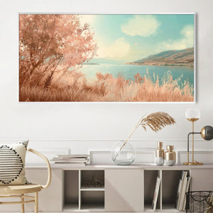 Blush Horizon Canvas Art Clock Canvas