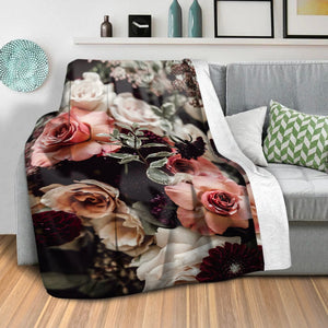 Bouquet of Flowers Blanket Blanket Clock Canvas