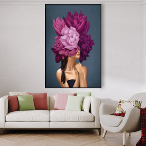 Bouquet Woman C Easy Build Frame Art Easy Build Frame & Fabric Print / 24 x 36in Clock Canvas