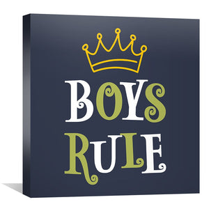 Boys Rule Canvas Art Clock Canvas