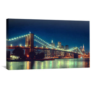 Brooklyn Bridge Nights Canvas Art Clock Canvas