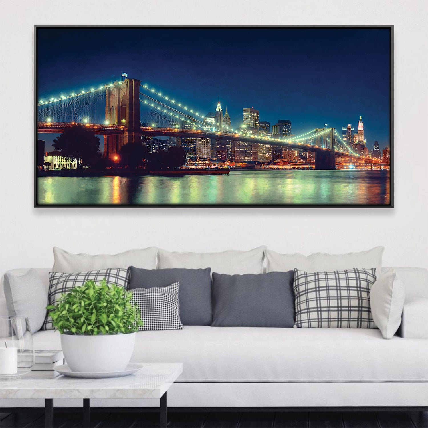 Brooklyn Bridge Nights Canvas Art Clock Canvas