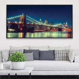 Brooklyn Bridge Nights Canvas Art Clock Canvas