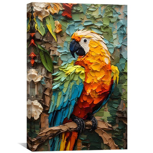 Brushed Parrot Canvas Art Clock Canvas