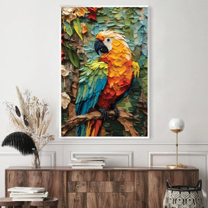 Brushed Parrot Canvas Art Clock Canvas