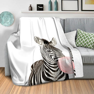 Bubble Gum Zoo Zebra Blanket Blanket Clock Canvas