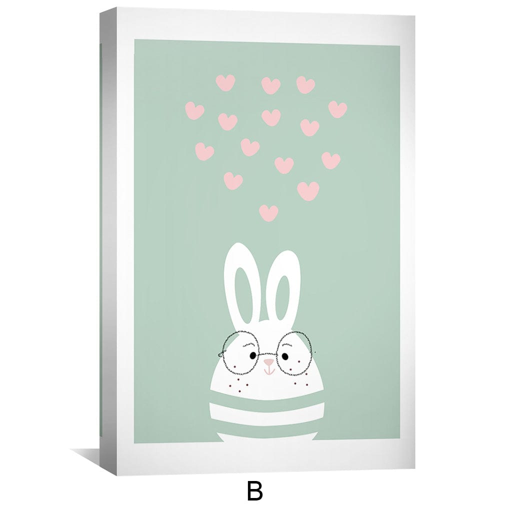 Bunny Love Trio Canvas Art B / 12 x 18in / Canvas Clock Canvas