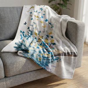 Butterfly Leaves Blanket Blanket Clock Canvas