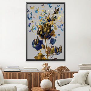 Butterfly Rose Canvas Art Clock Canvas