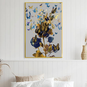 Butterfly Rose Canvas Art Clock Canvas