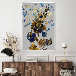 Butterfly Rose Canvas Art Clock Canvas