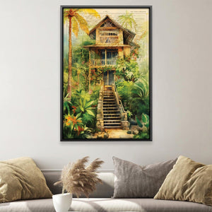 Cabin in Cambodge Canvas Art Clock Canvas