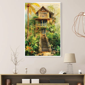 Cabin in Cambodge Canvas Art Clock Canvas
