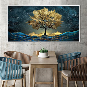 Celestial Golden Tree Canvas Art Clock Canvas