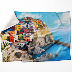 Cinque Terre Blanket Blanket 75 x 100cm Clock Canvas