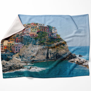 Cinque Terre Coastline Blanket Blanket 75 x 100cm Clock Canvas
