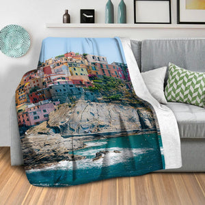 Cinque Terre Coastline Blanket Blanket Clock Canvas