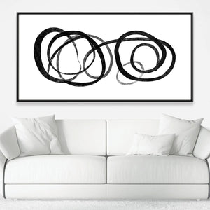 Circling Monochrome Canvas Art 50 x 25cm / Framed Prints Clock Canvas