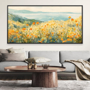 Coastal Poppies Canvas Art 20 x 10in / Canvas Clock Canvas