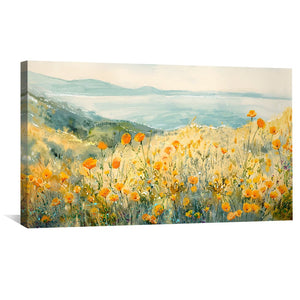 Coastal Poppies Canvas Art Clock Canvas