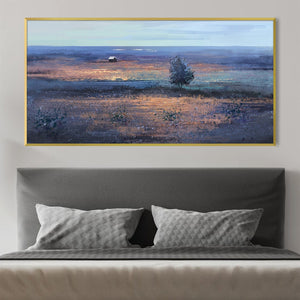 Cobalt Fields Canvas Art Clock Canvas